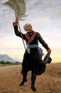Miguel Hidalgo’s banner, artwork for the screenplay The Banner